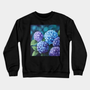 Botanical Nature Summer Garden Flower Painting Purple Blue Hydrangea Crewneck Sweatshirt